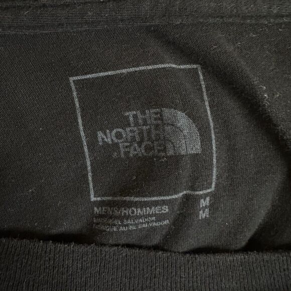 The North Face Big Logo White Crew Neck Black T shirt Size medium Mens Cotton - Picture 4 of 6